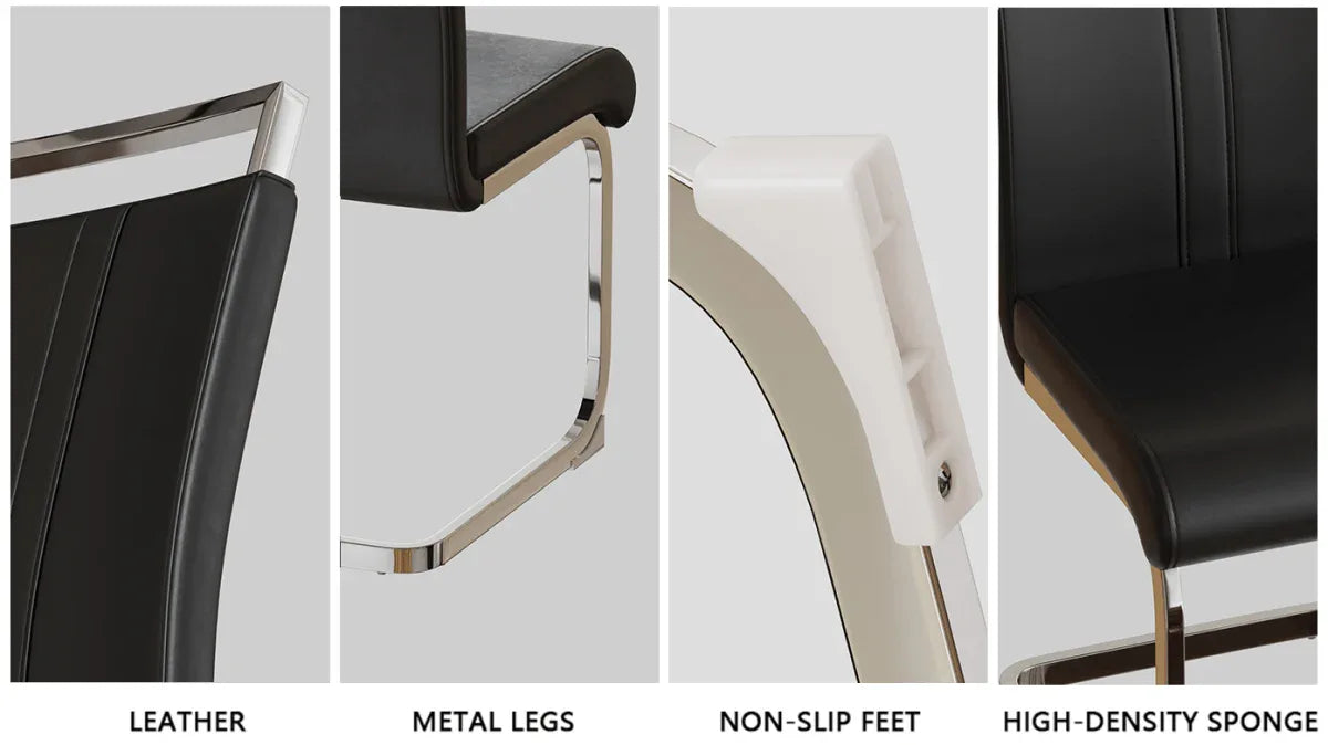 Tempered Glass Dining Table With Four PU Chairs Set - Omega Lifestyles