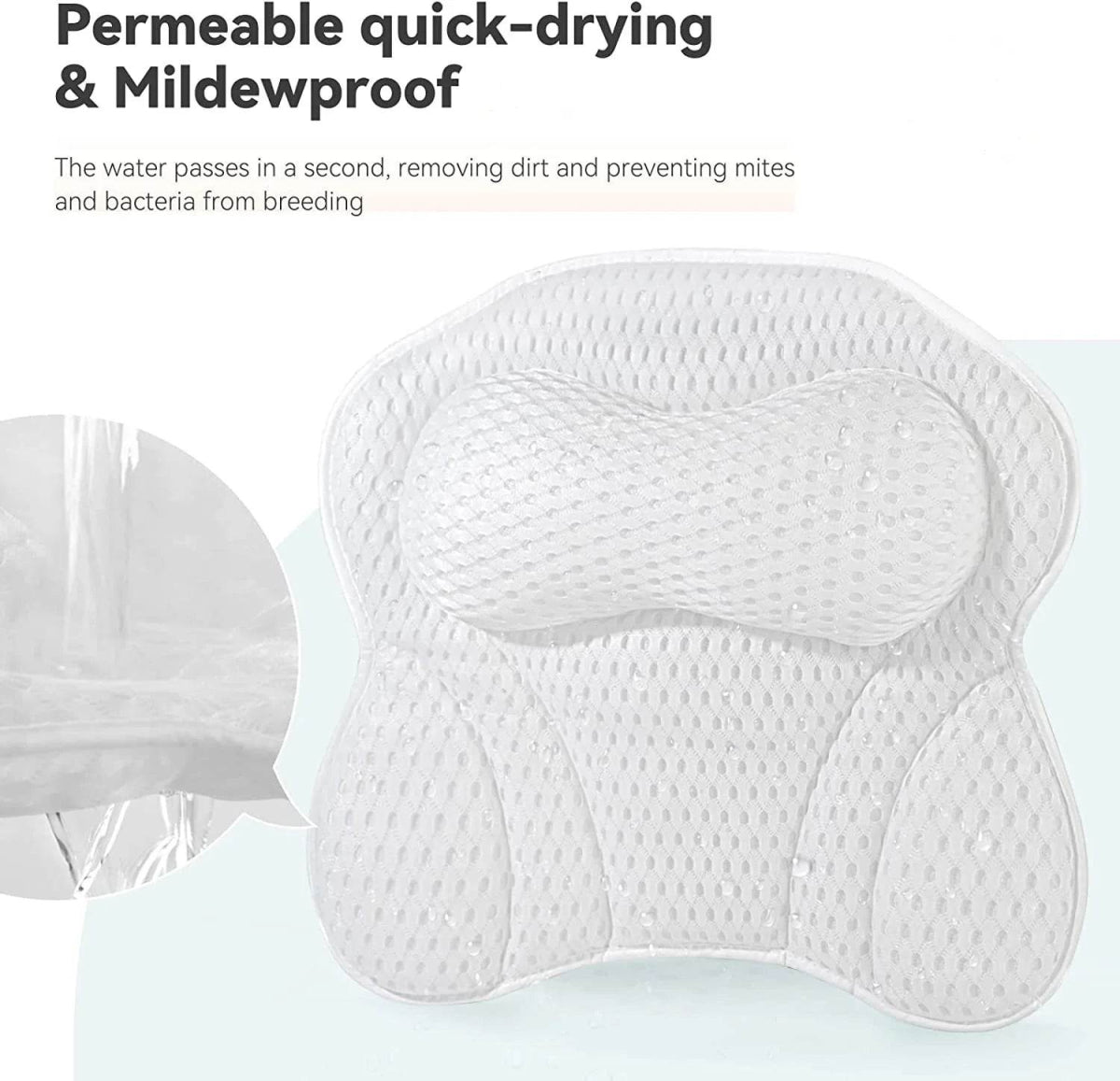 Thick Supportive Bath Pillow With Strong Suction Cups - Sleep Galleria