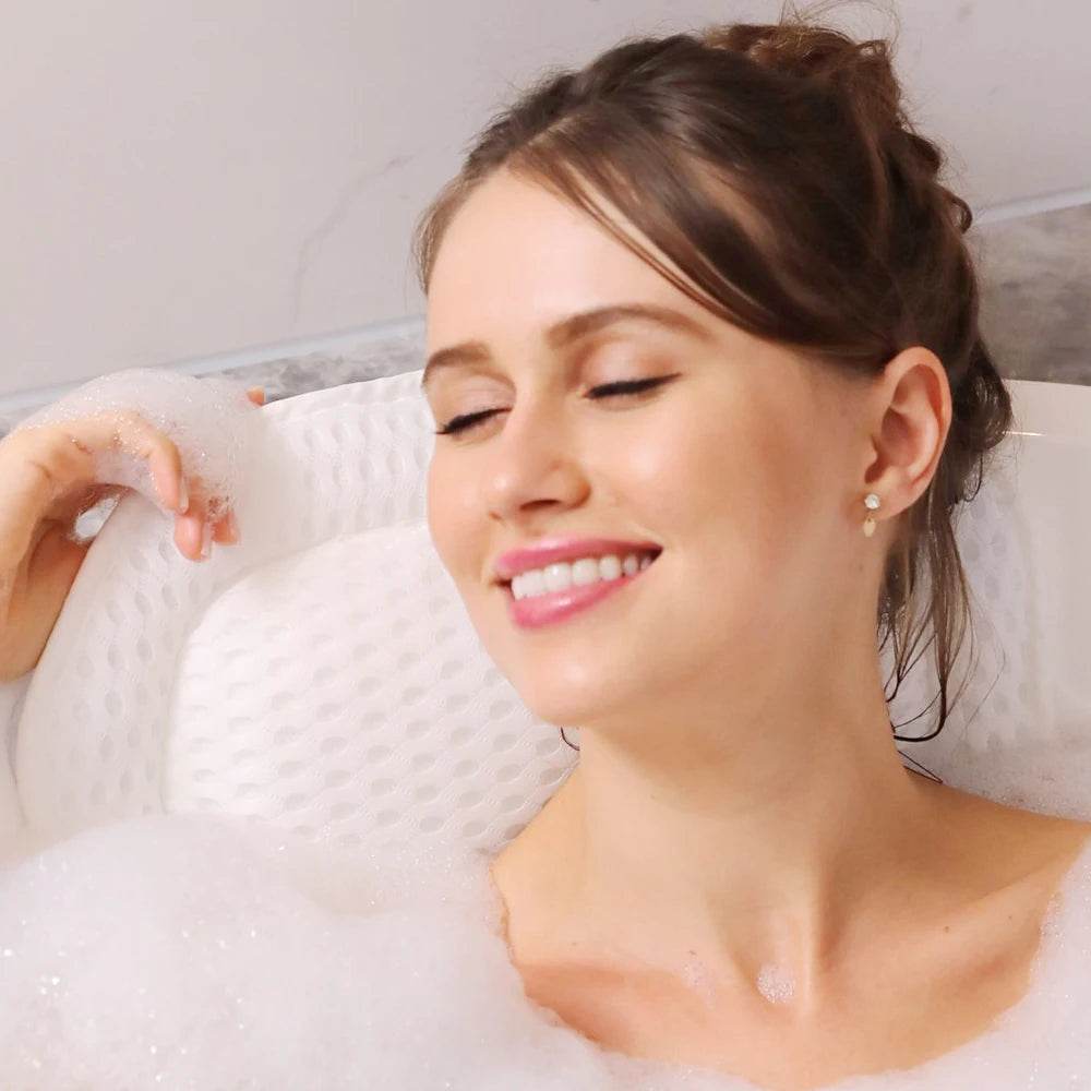 Thick Supportive Bath Pillow With Strong Suction Cups - Sleep Galleria