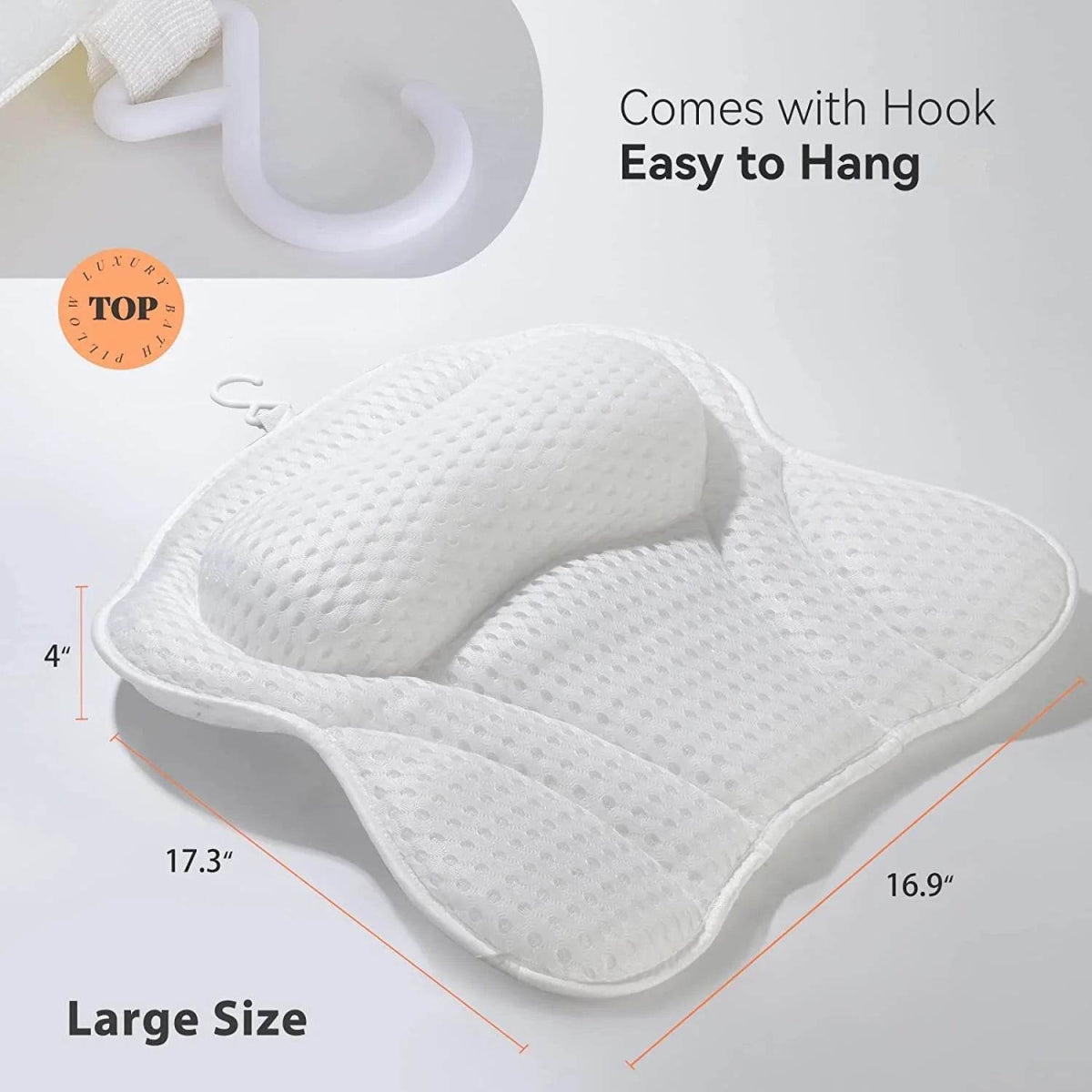Thick Supportive Bath Pillow With Strong Suction Cups - Sleep Galleria