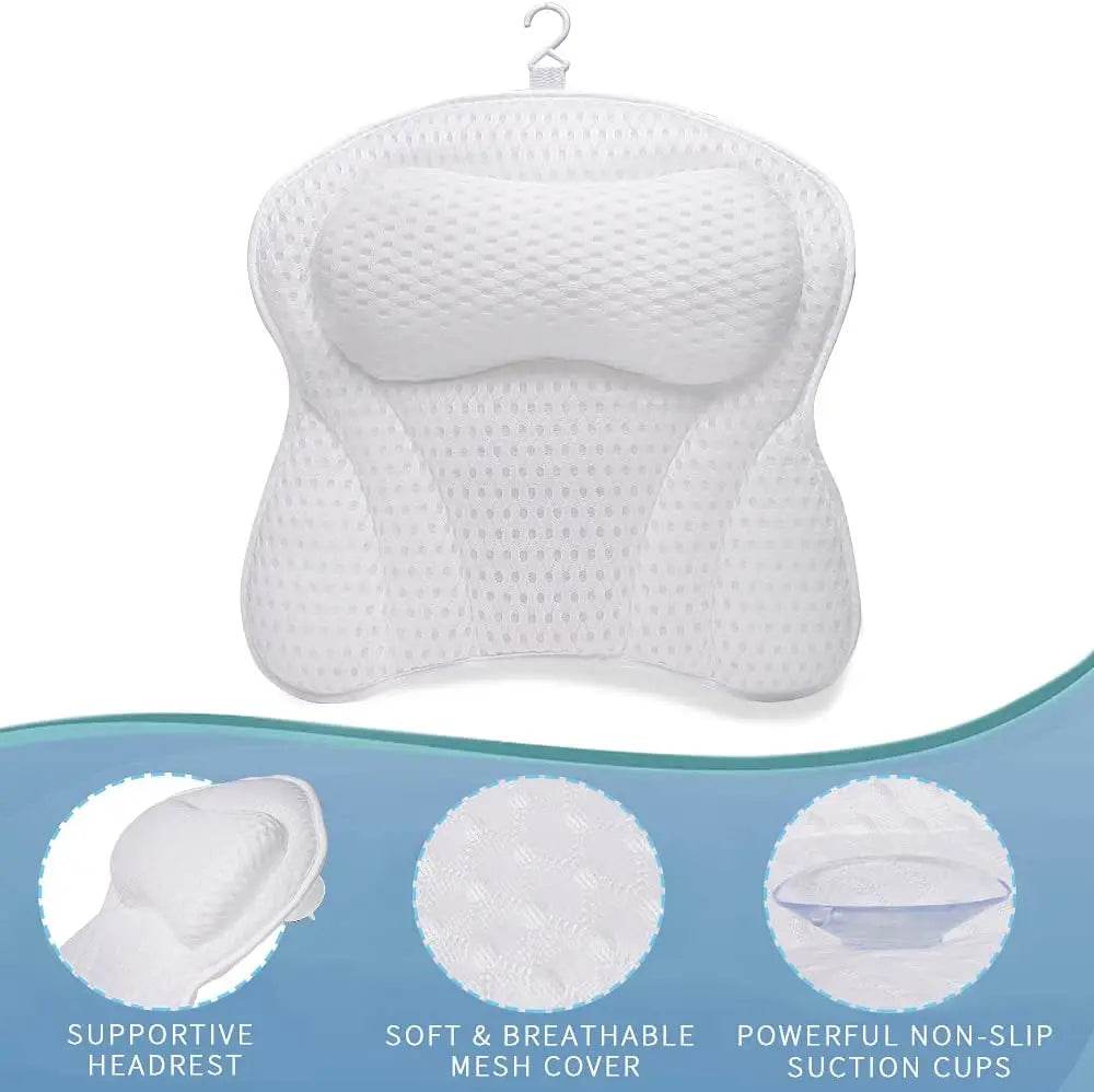 Thick Supportive Bath Pillow With Strong Suction Cups - Sleep Galleria