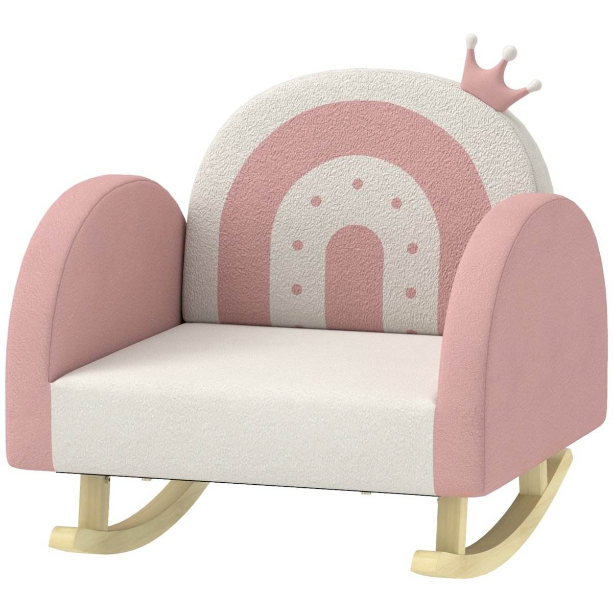 Toddler Velvet Pink Princess Crown Rocking Chair - Sleep Galleria