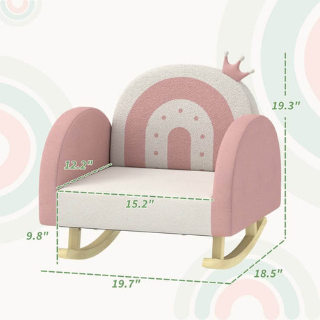 Toddler Velvet Pink Princess Crown Rocking Chair - Sleep Galleria
