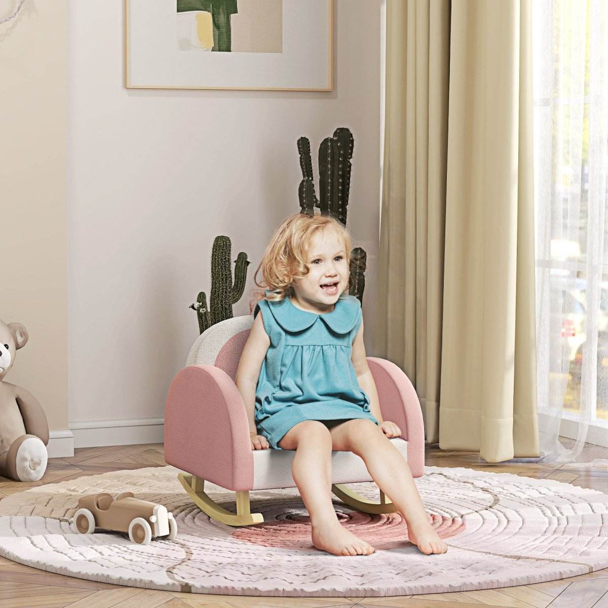 Toddler Velvet Pink Princess Crown Rocking Chair - Sleep Galleria