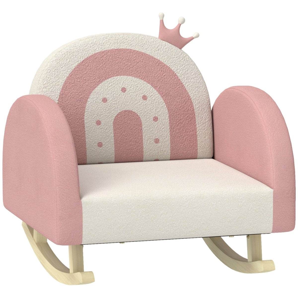 Toddler Velvet Pink Princess Crown Rocking Chair - Sleep Galleria