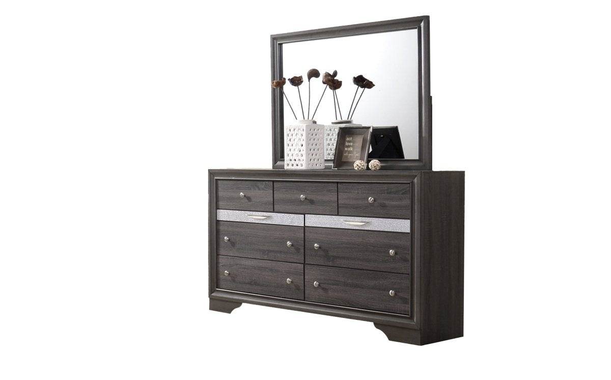 Traditional Gray Wood 5-Piece Bedroom Furniture Set - Omega Lifestyles