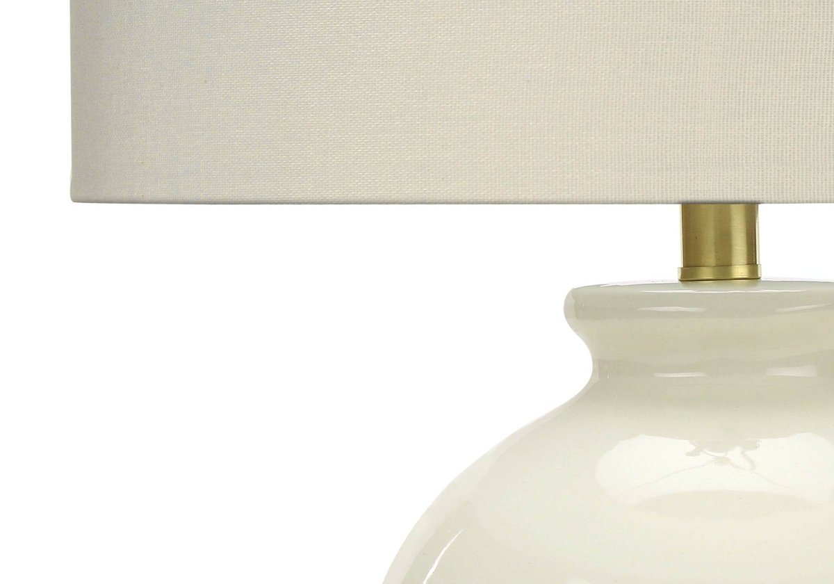 Transitional Cream Ceramic Table Lamp With Ivory Shade - Sleep Galleria