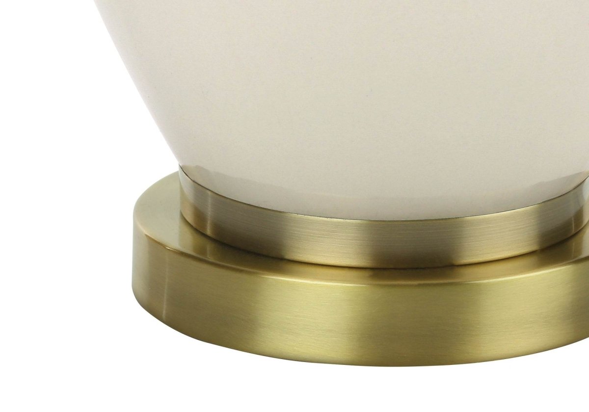 Transitional Cream Ceramic Table Lamp With Ivory Shade - Sleep Galleria