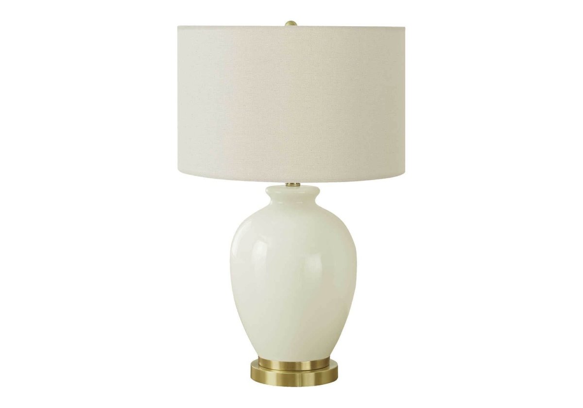 Transitional Cream Ceramic Table Lamp With Ivory Shade - Sleep Galleria