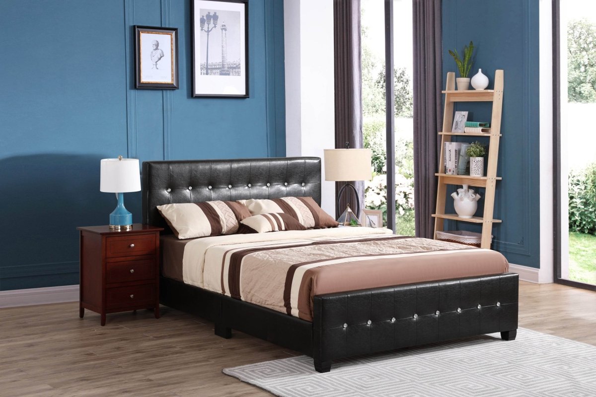 Transitional Full PU Foam Black Bed Frame - Driftwood - Omega Lifestyles