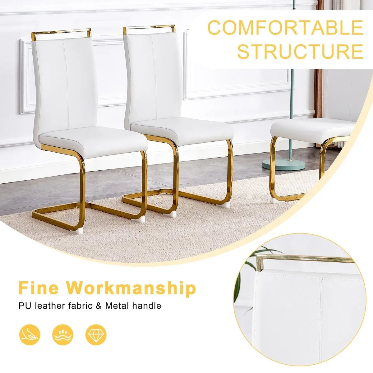 Transparent Tempered Glass Dining Table With 8 White PU Chairs - Omega Lifestyles