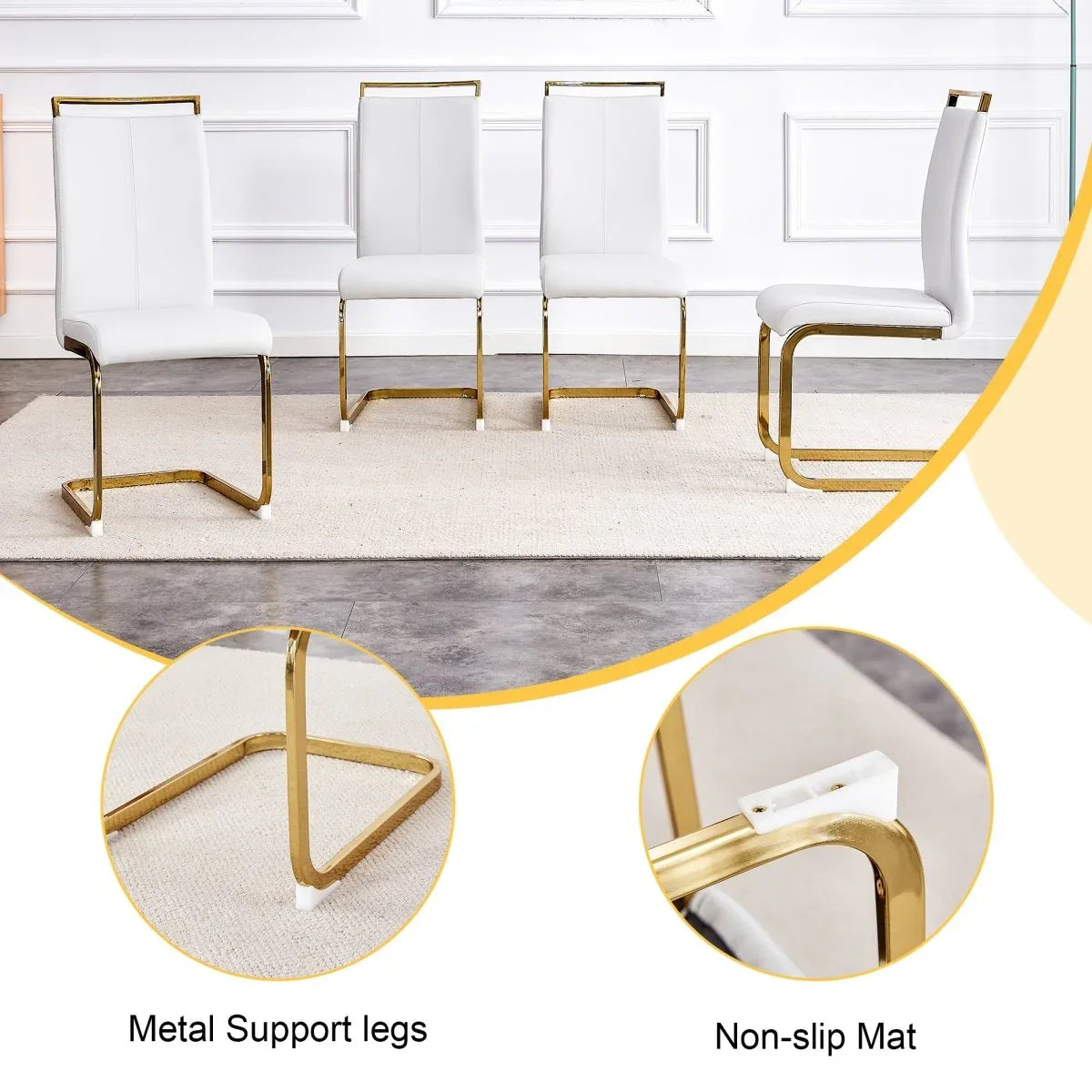 Transparent Tempered Glass Dining Table With 8 White PU Chairs - Omega Lifestyles