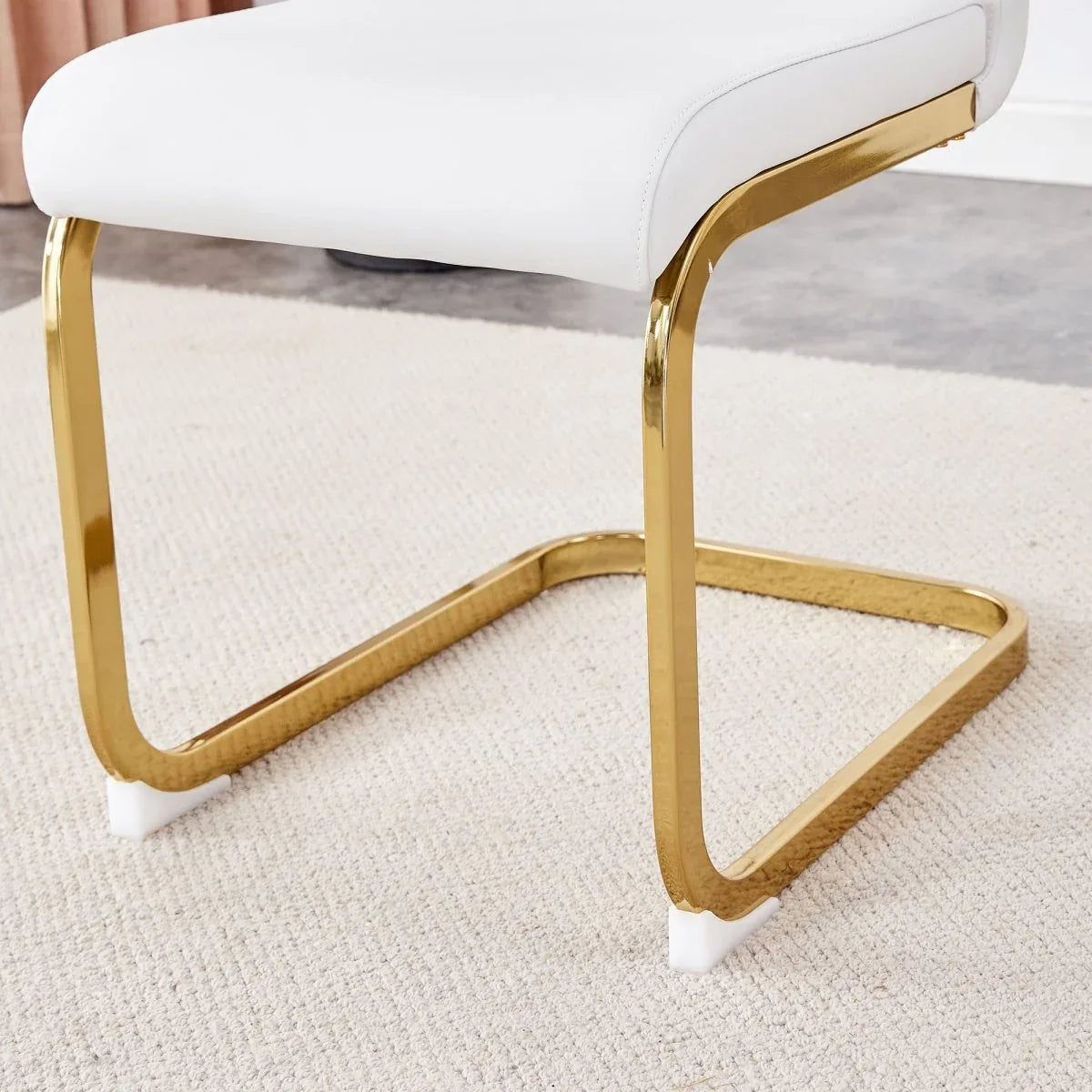 Transparent Tempered Glass Dining Table With 8 White PU Chairs - Omega Lifestyles