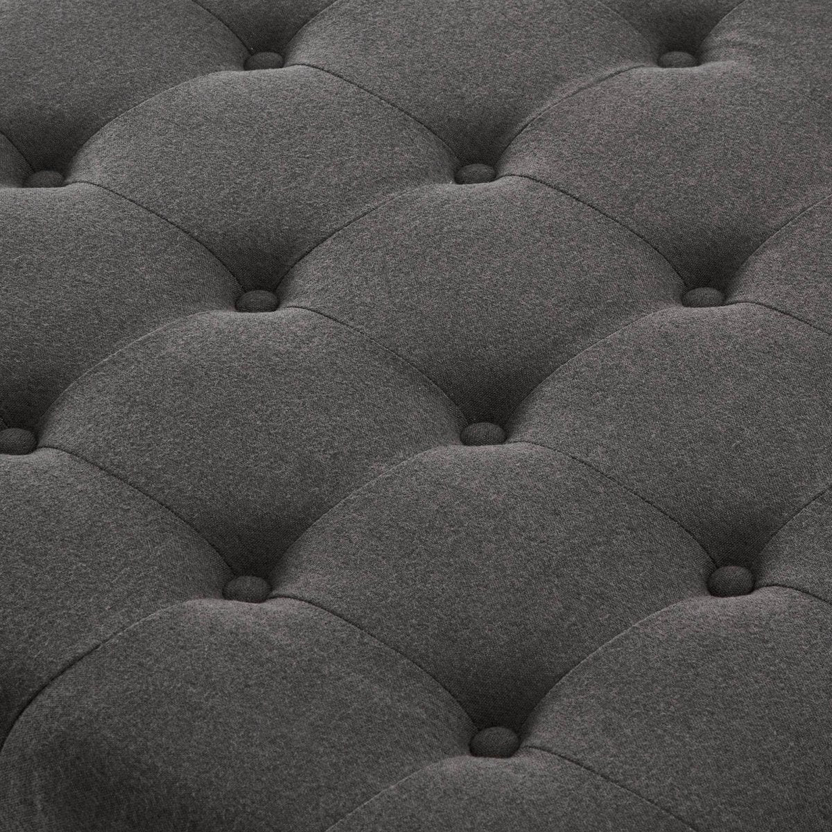 Tufted Square Linen Storage Ottoman With Wood Legs - Sleep Galleria