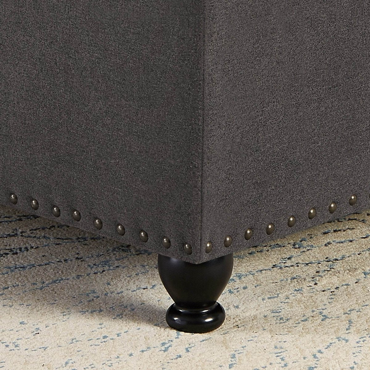 Tufted Square Linen Storage Ottoman With Wood Legs - Sleep Galleria