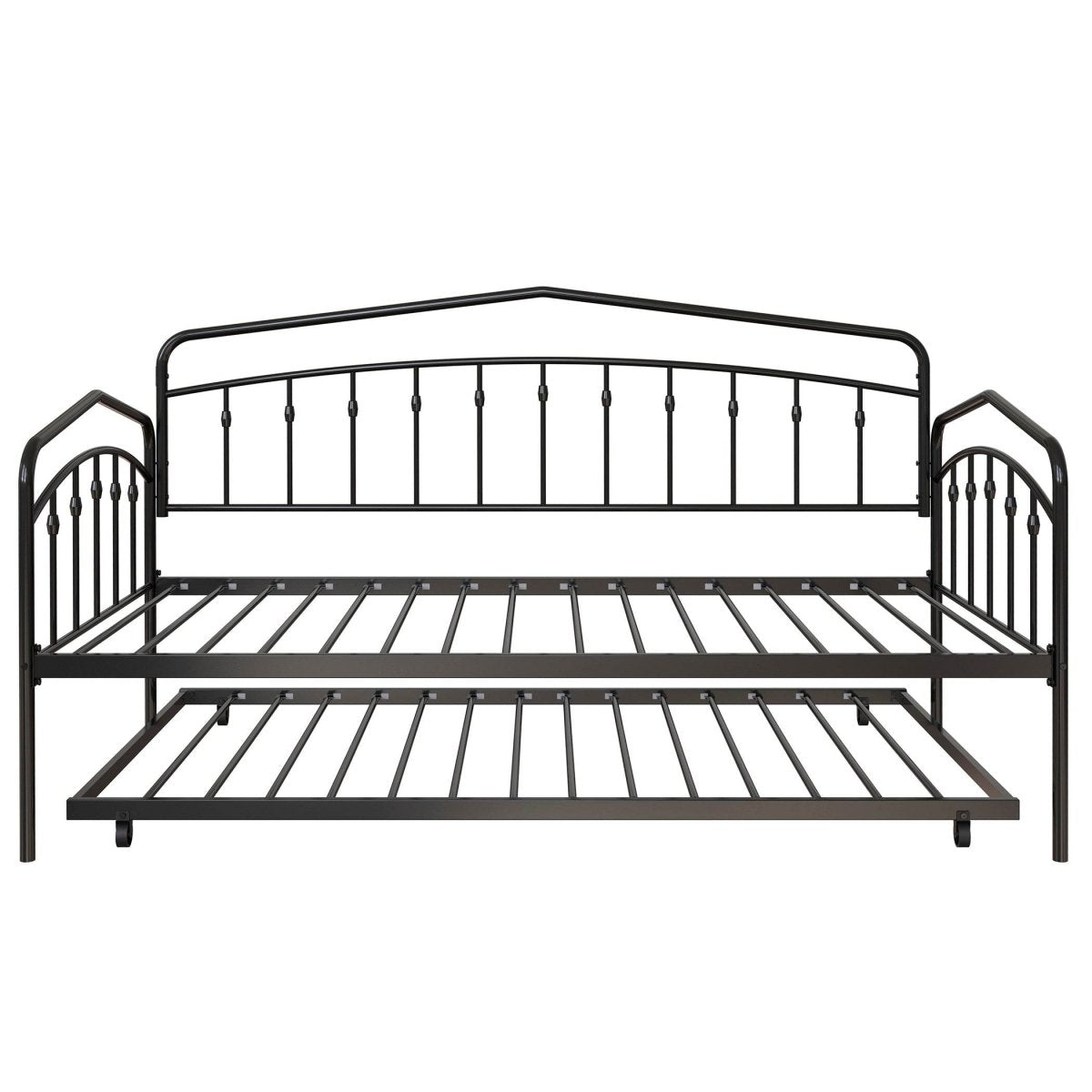 Twin Metal Daybed With Trundle Black Frame Set - Driftwood - Omega Lifestyles