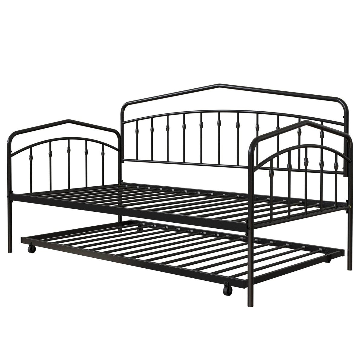 Twin Metal Daybed With Trundle Black Frame Set - Driftwood - Omega Lifestyles