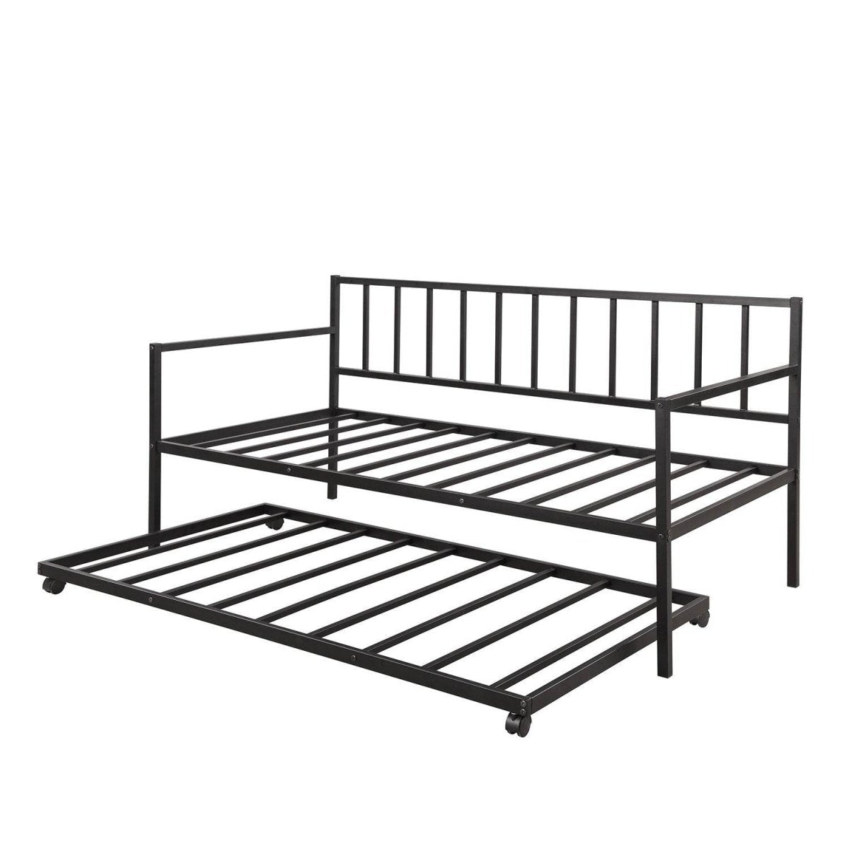 Twin Metal Daybed With Trundle Durable Lounge Frame - Driftwood - Omega Lifestyles