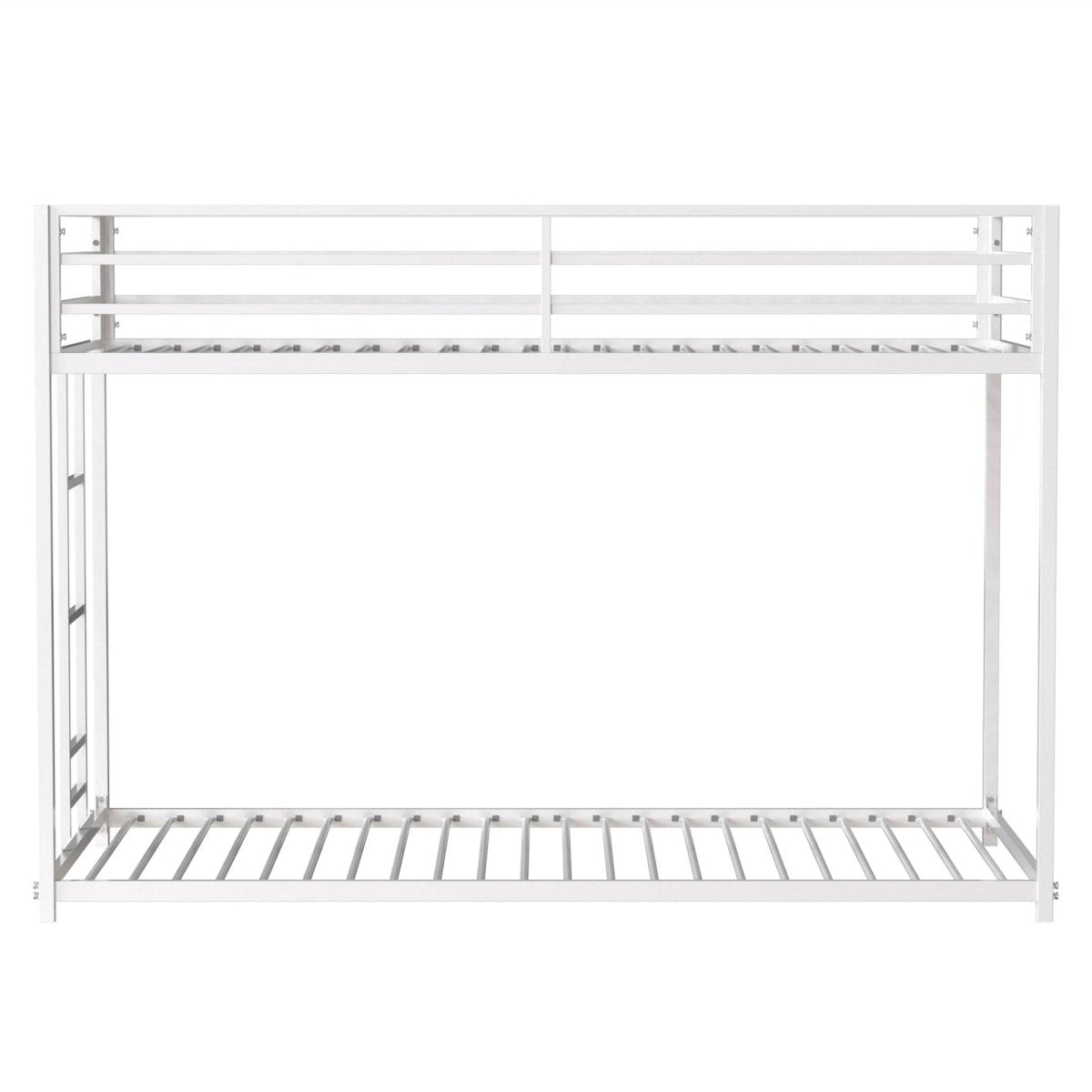 Twin Metal Twin Over Twin Bunk Bed Frame With Ladder And Guardrails - Driftwood - Omega Lifestyles