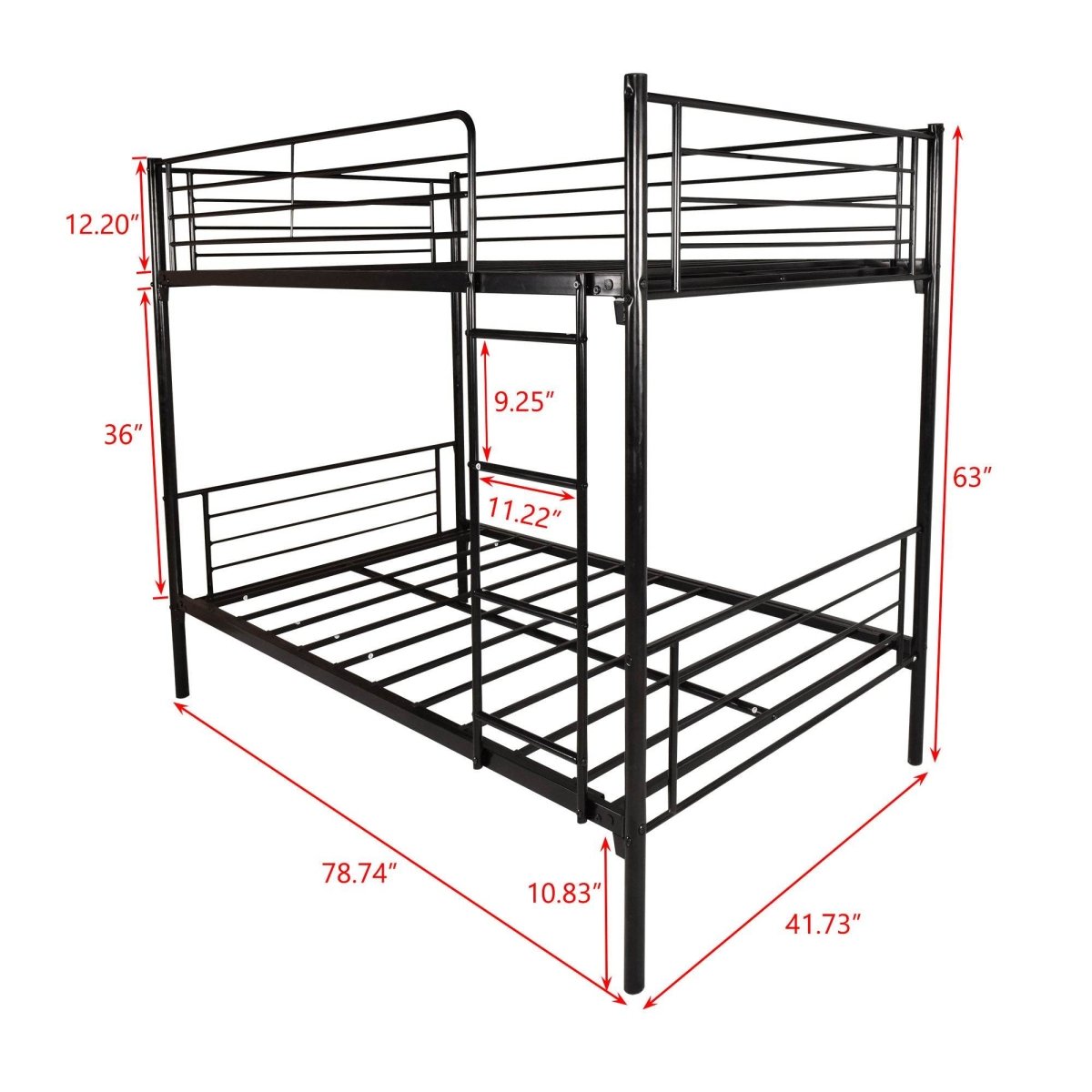 Twin Modern Metal Twin Over Twin Bunk Bed Frame - Driftwood - Omega Lifestyles