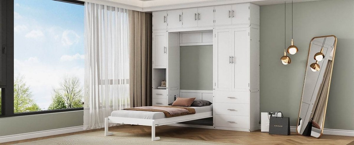 Twin Murphy Bed Frame With Lockers And Wardrobes - Sleep Galleria