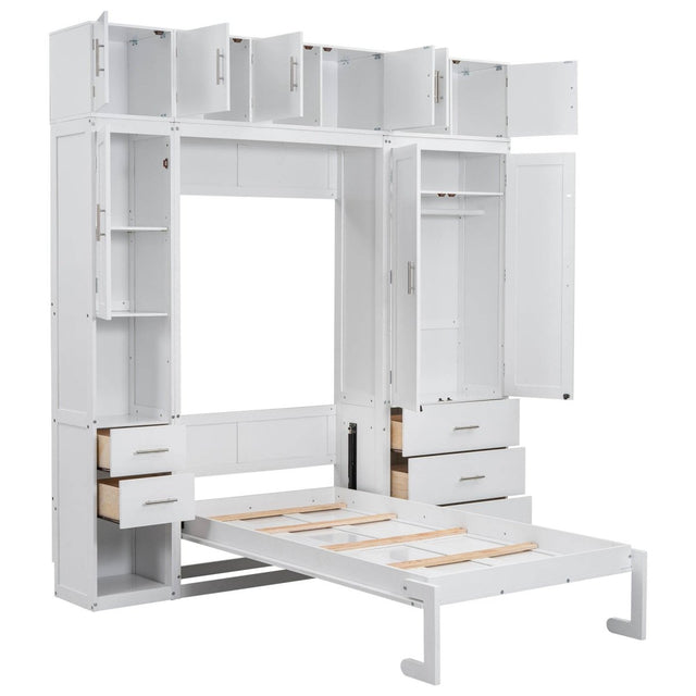 Twin Murphy Bed Frame With Lockers And Wardrobes - Omega Lifestyles