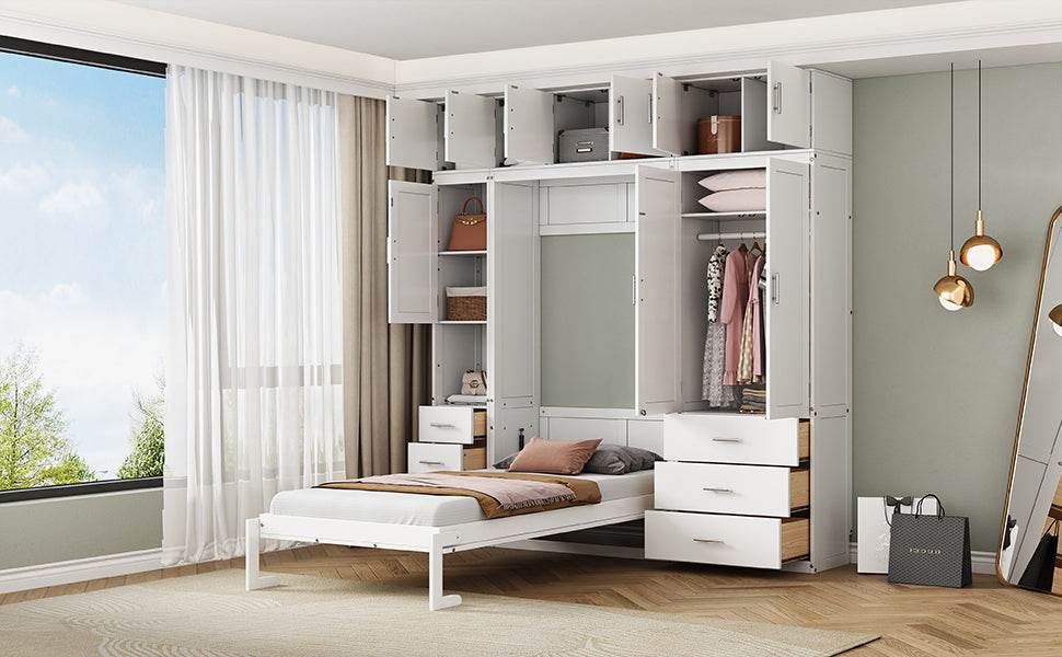 Twin Murphy Bed Frame With Lockers And Wardrobes - Sleep Galleria