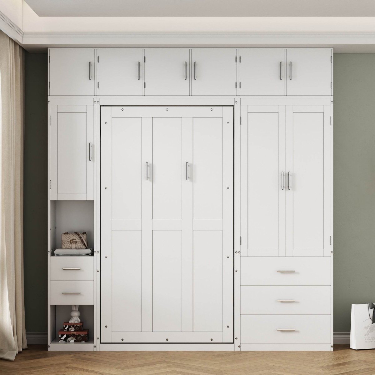 Twin Murphy Bed Frame With Lockers And Wardrobes - Sleep Galleria