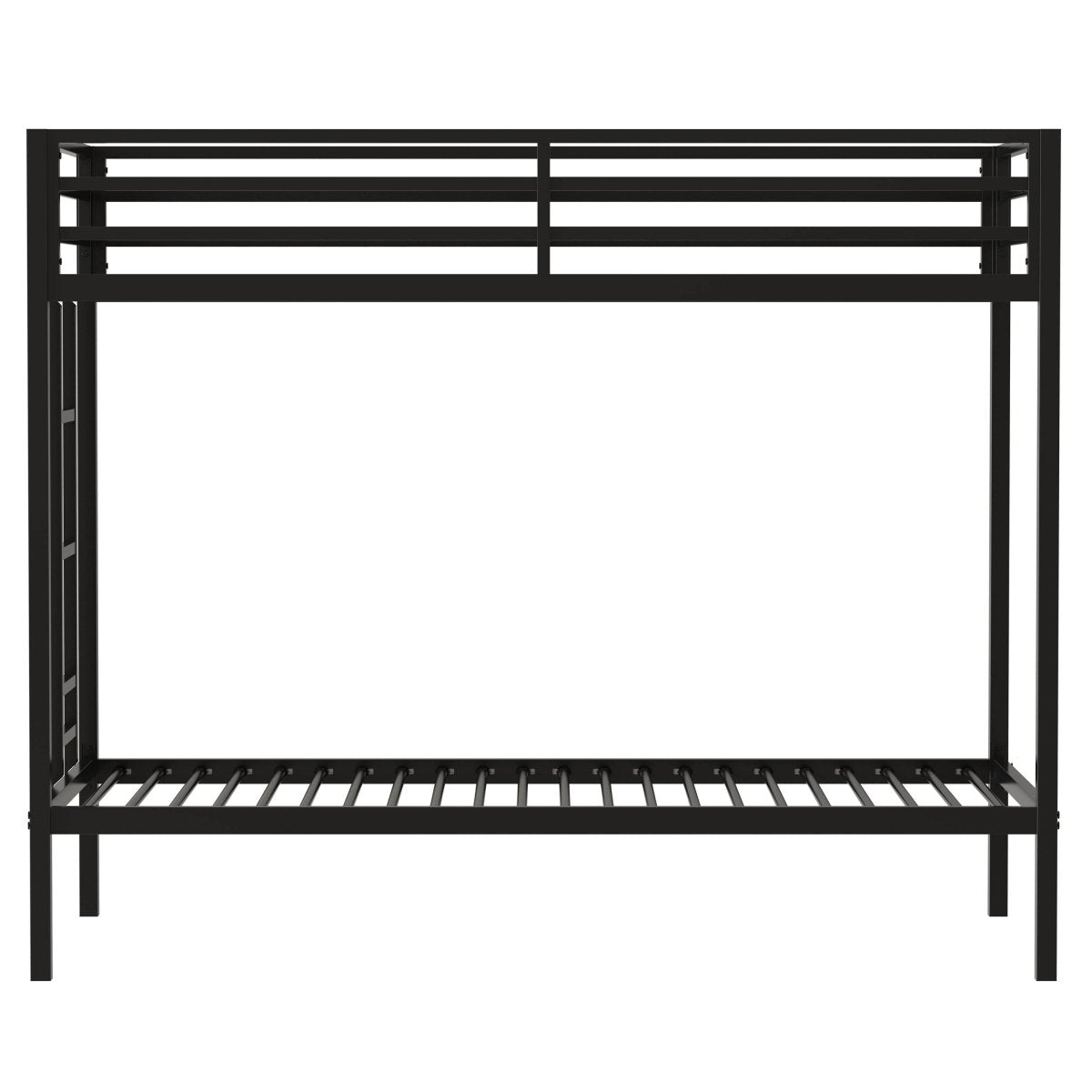 Twin Over Twin Metal Bunk Bed Frame With Ladder And Guardrails - Driftwood - Omega Lifestyles