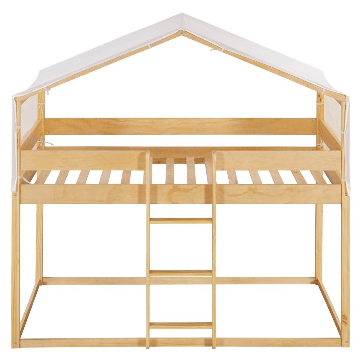 Twin Over Twin Solid Wood Bunk Bed With Tent - Sleep Galleria