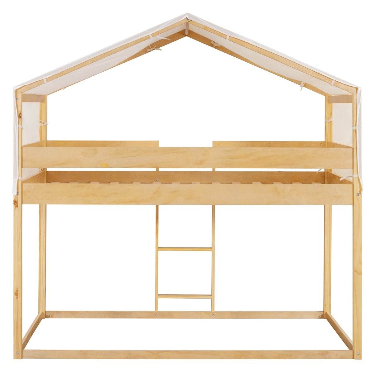 Twin Over Twin Solid Wood Bunk Bed With Tent - Sleep Galleria