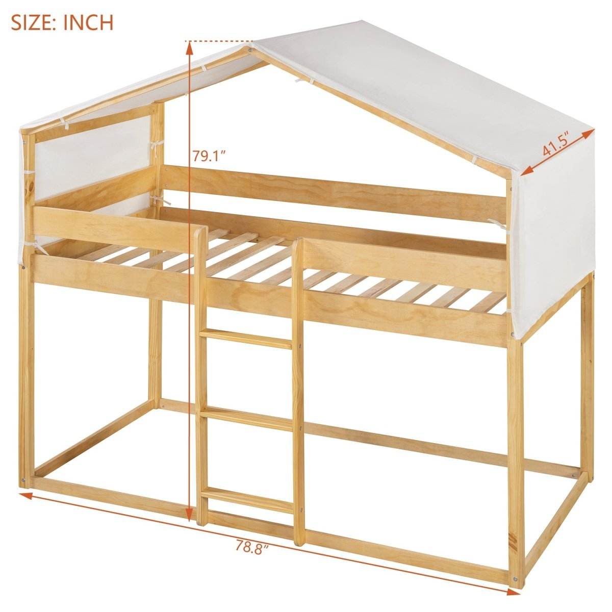 Twin Over Twin Solid Wood Bunk Bed With Tent - Sleep Galleria