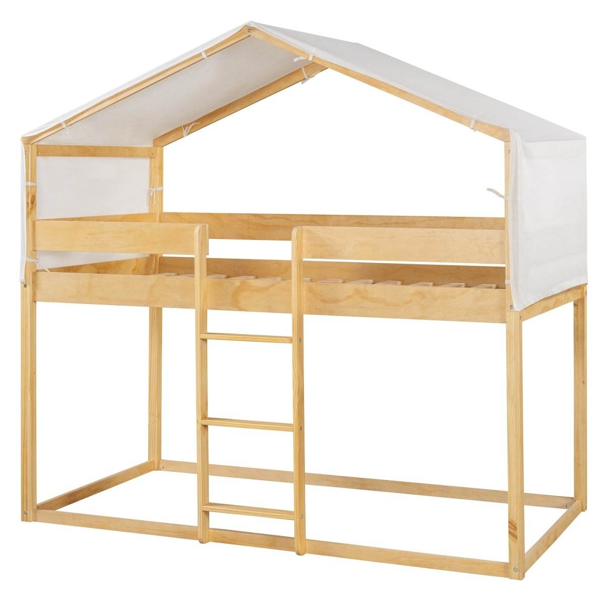 Twin Over Twin Solid Wood Bunk Bed With Tent - Sleep Galleria