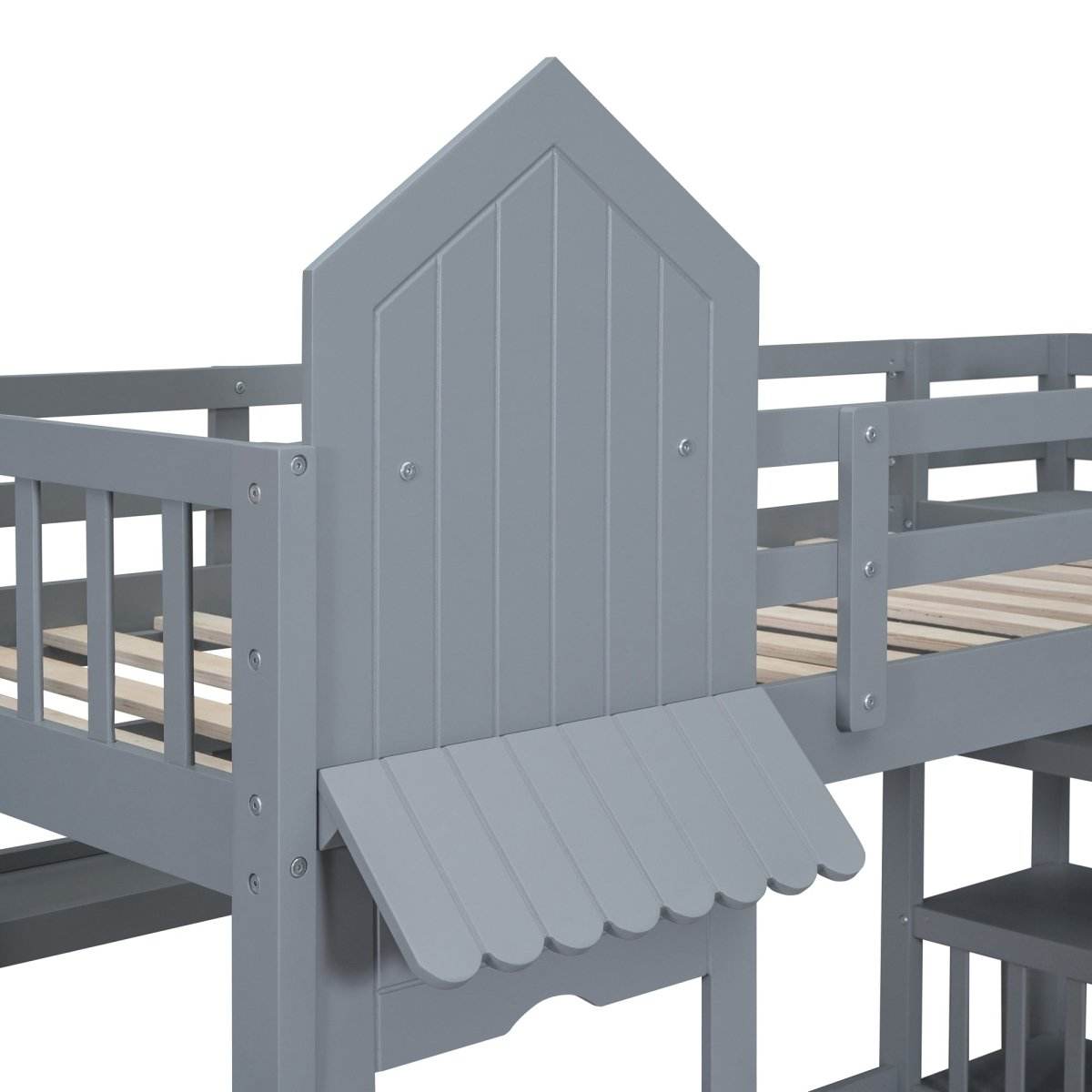 Twin-Over-Twin Solid Wood Castle Style Bunk Bed - Sleep Galleria