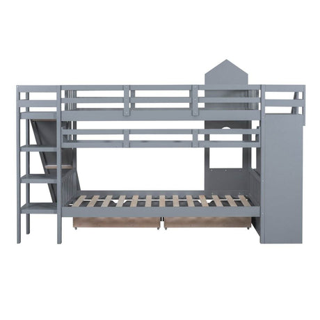Twin-Over-Twin Solid Wood Castle Style Bunk Bed - Sleep Galleria