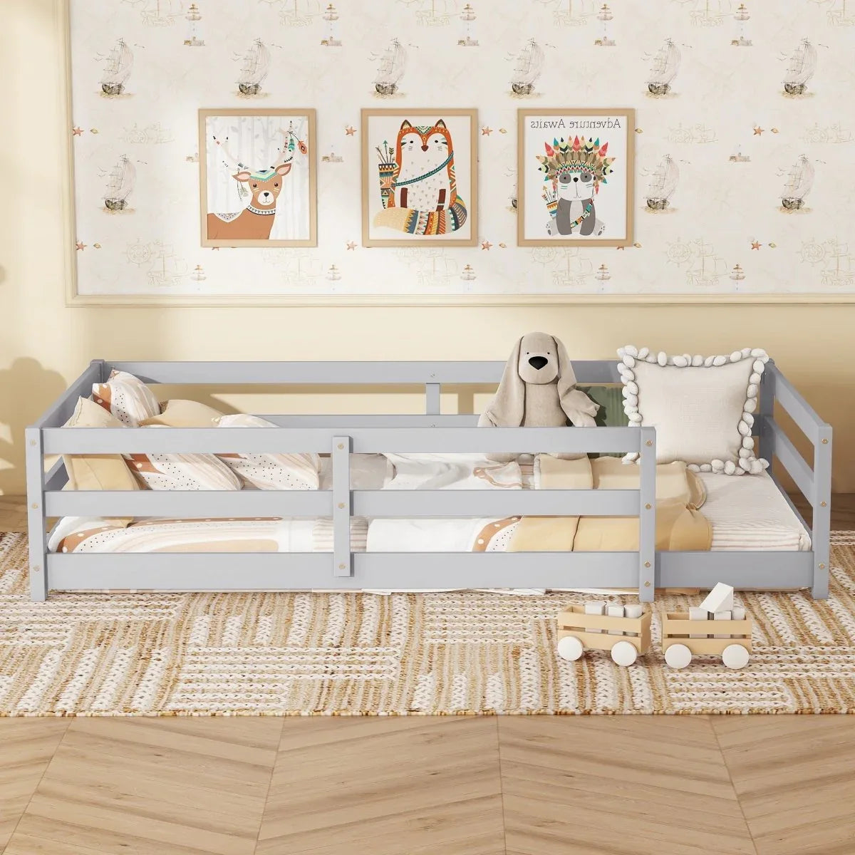 Twin Pine Montessori Floor Bed With Safety Fence - Omega Lifestyles
