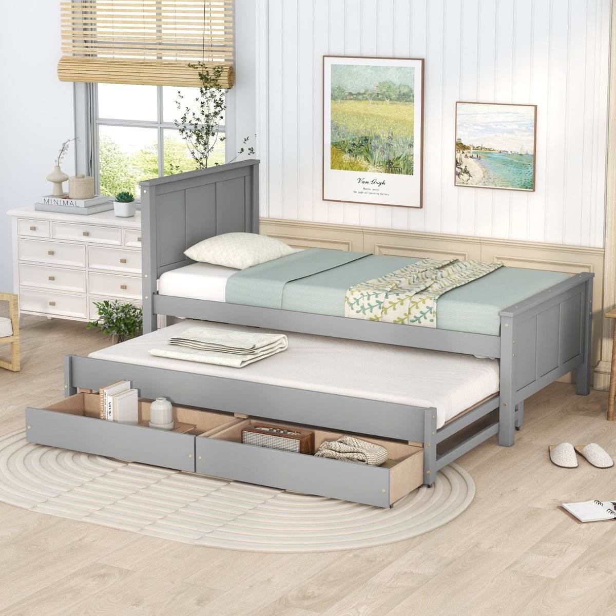 Twin Platform Bed With Trundle And Storage Drawers - Sleep Galleria