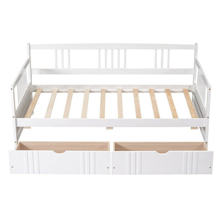 Twin Size Solid Wood Daybed With Two Drawers - Sleep Galleria