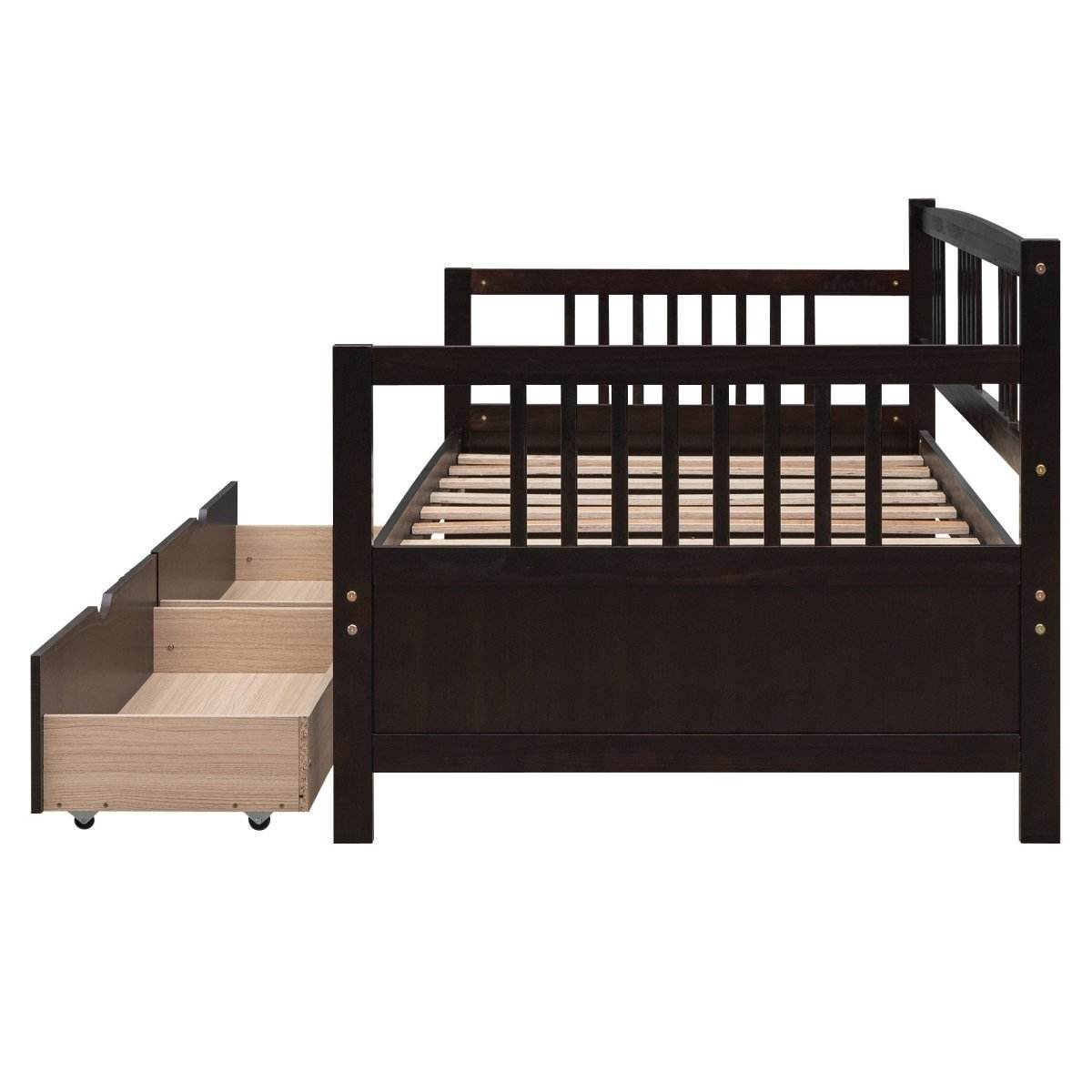 Twin Size Solid Wood Daybed With Two Drawers - Sleep Galleria