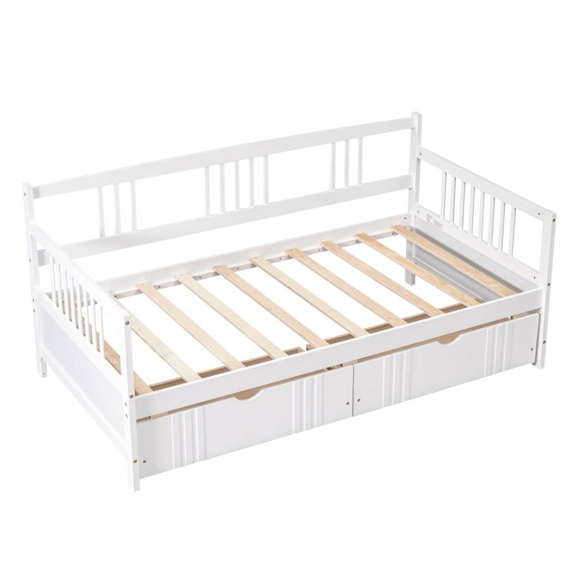 Twin Size Solid Wood Daybed With Two Drawers - Sleep Galleria