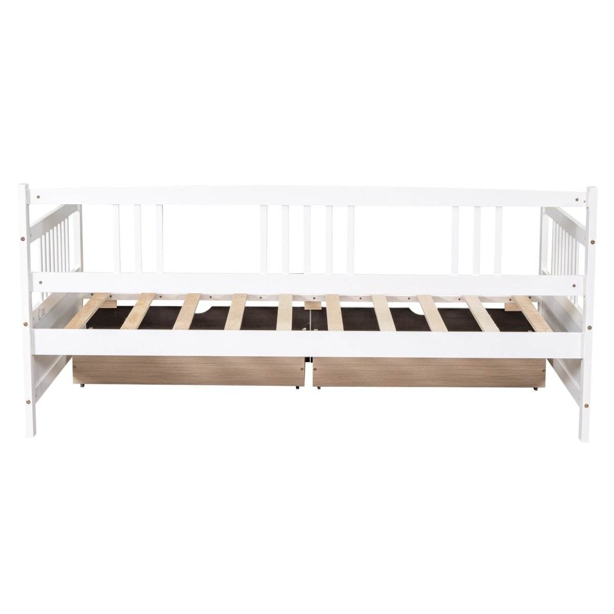 Twin Size Solid Wood Daybed With Two Drawers - Sleep Galleria