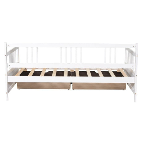 Twin Size Solid Wood Daybed With Two Drawers - Sleep Galleria
