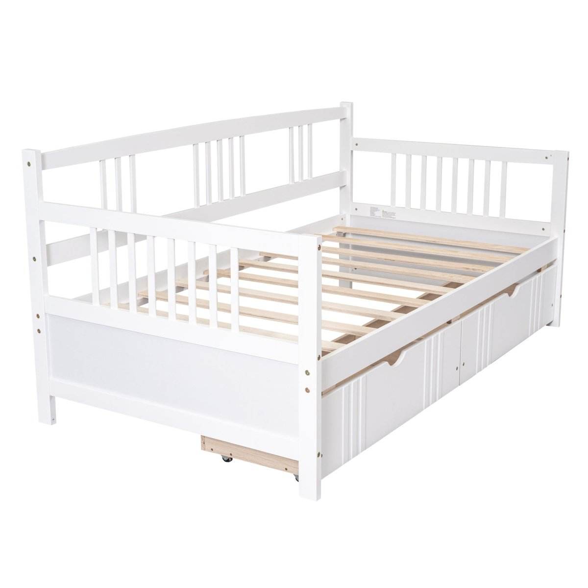Twin Size Solid Wood Daybed With Two Drawers - Sleep Galleria
