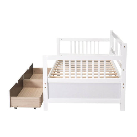 Twin Size Solid Wood Daybed With Two Drawers - Sleep Galleria