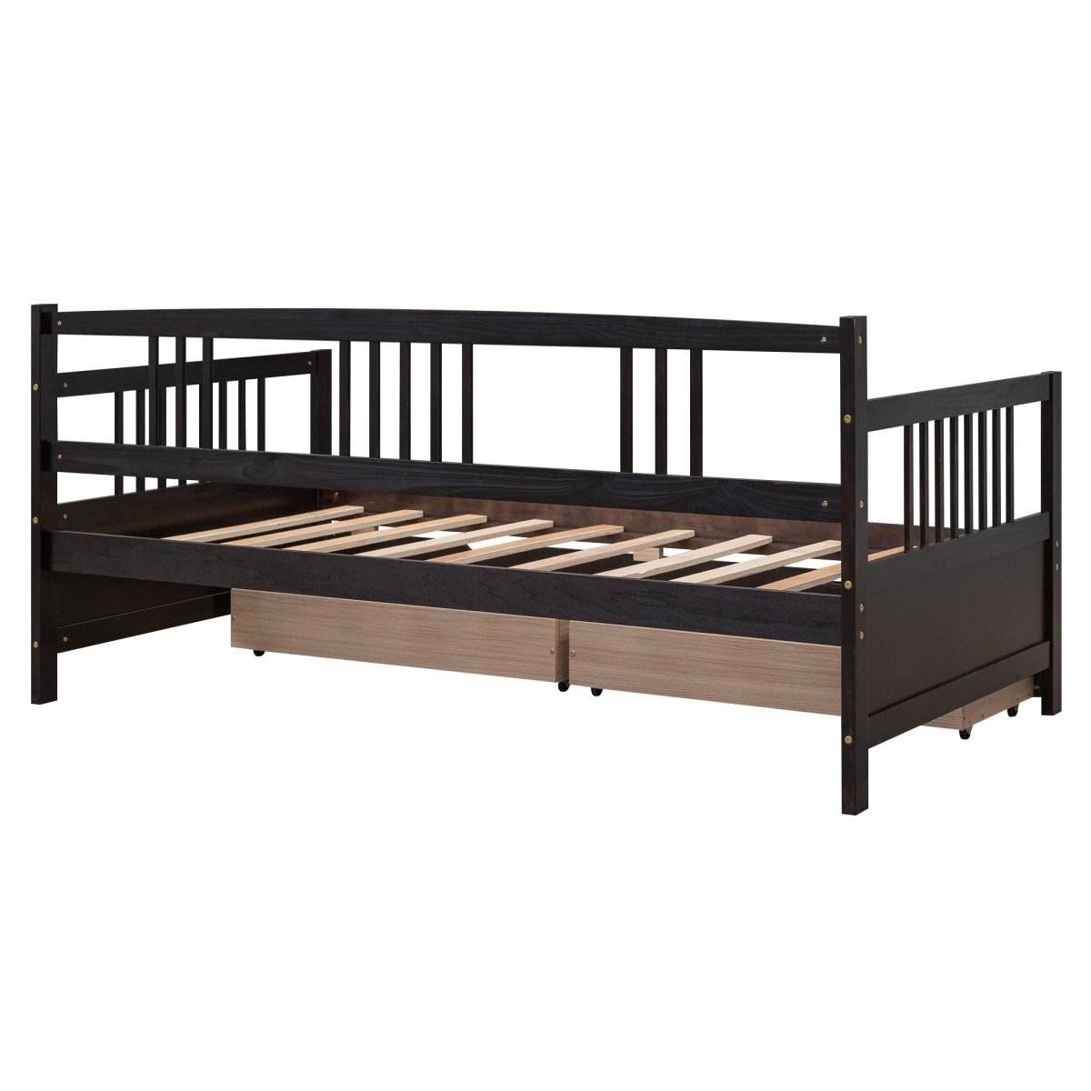 Twin Size Solid Wood Daybed With Two Drawers - Sleep Galleria
