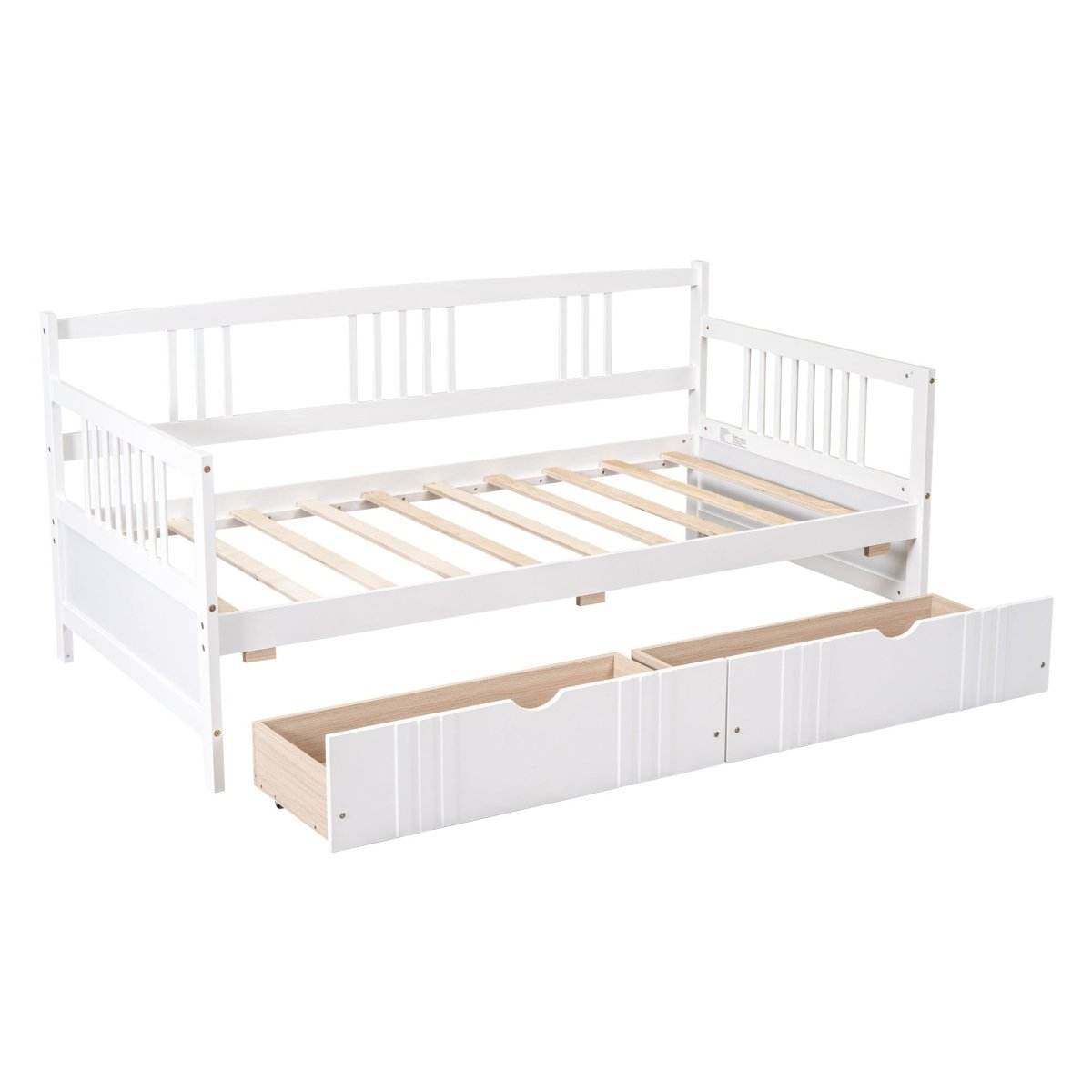 Twin Size Solid Wood Daybed With Two Drawers - Sleep Galleria