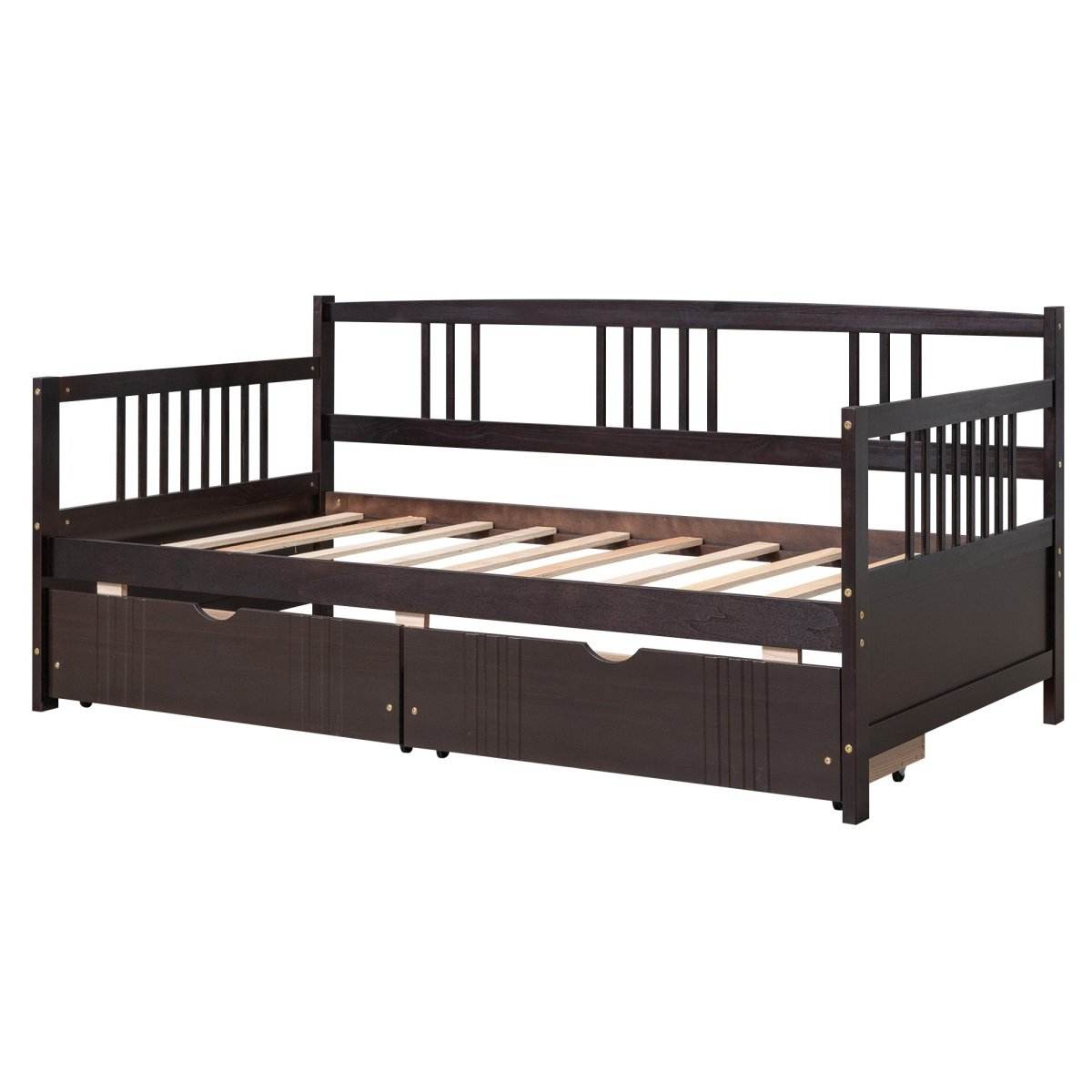 Twin Size Solid Wood Daybed With Two Drawers - Sleep Galleria