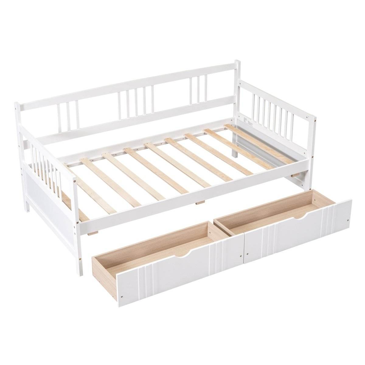 Twin Size Solid Wood Daybed With Two Drawers - Sleep Galleria