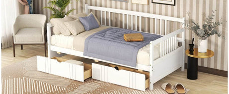 Twin Size Solid Wood Daybed With Two Drawers - Sleep Galleria