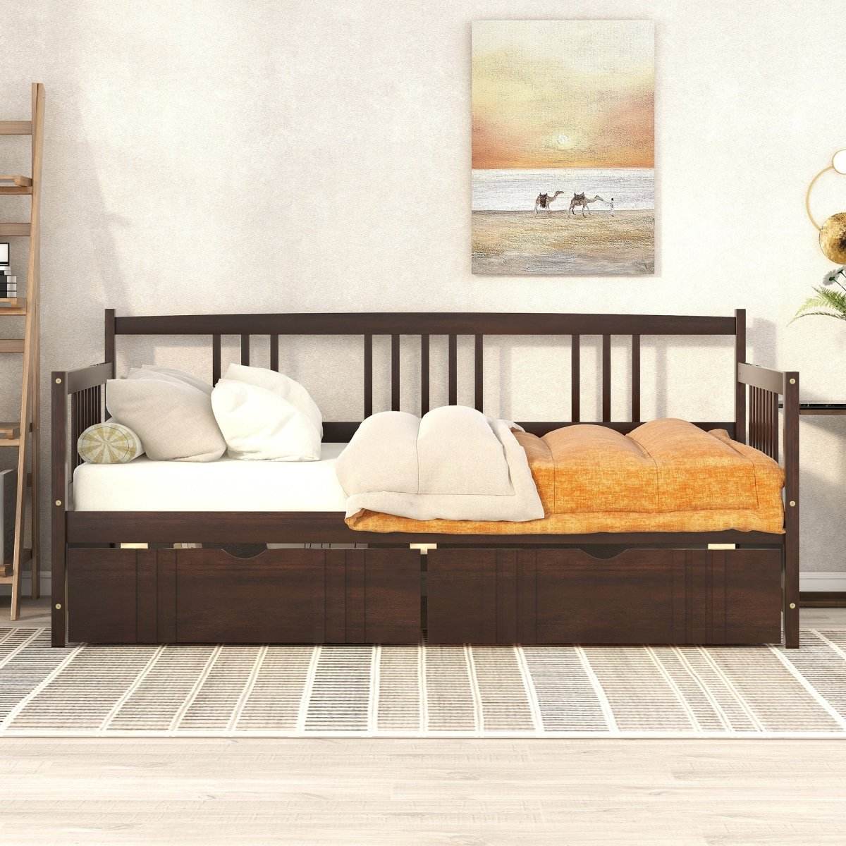 Twin Size Solid Wood Daybed With Two Drawers - Sleep Galleria